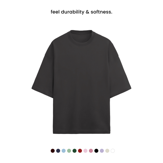 TERRY COTTON OVERSIZED TEE  [12 Solid Colours] [280 GSM]