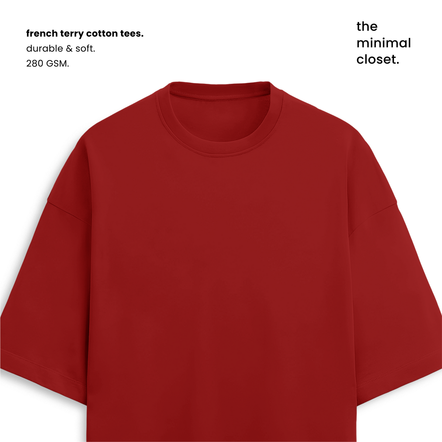 TERRY COTTON OVERSIZED TEE  [12 Solid Colours] [280 GSM]